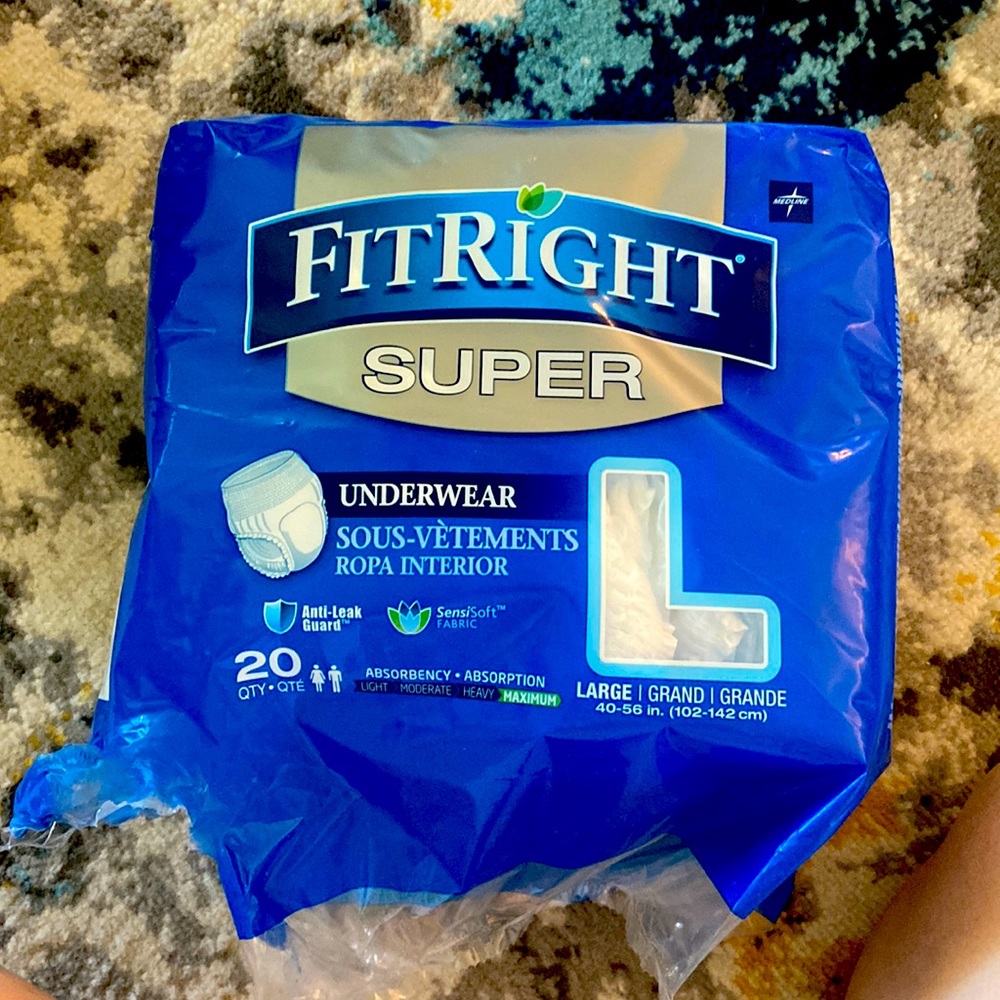 Medline fit right super medical grade underwear, adult pull ups men/women 11pr